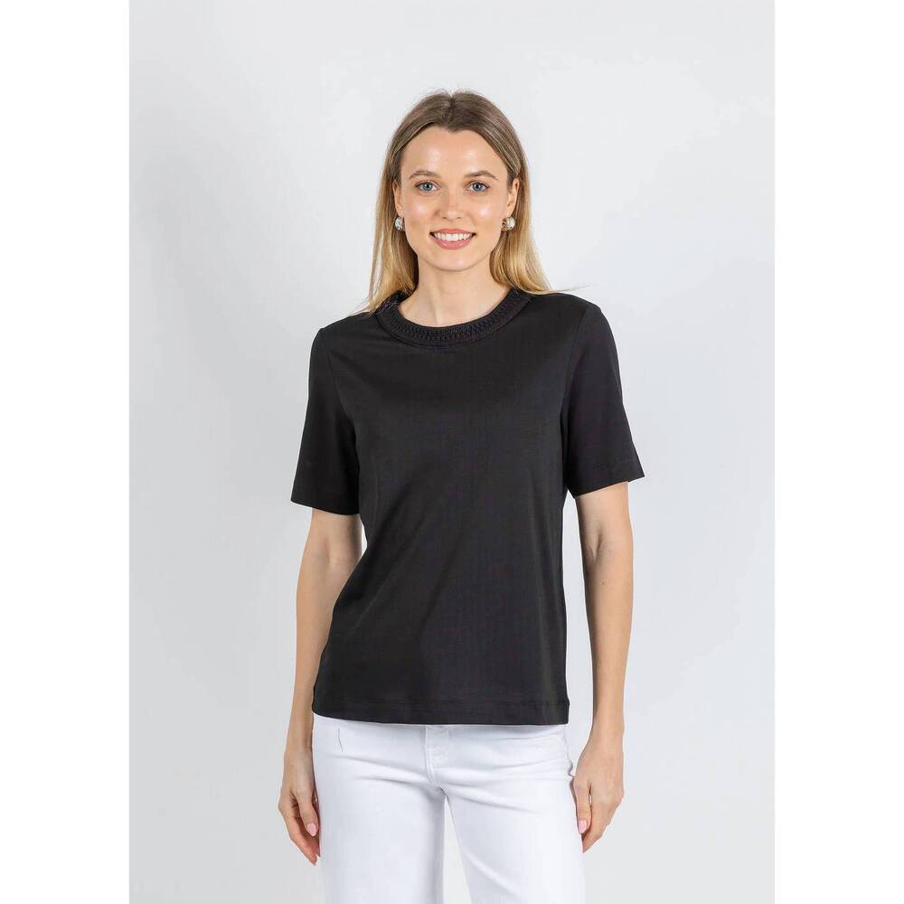 NEW MARGITTES milla crochet crew tee in black